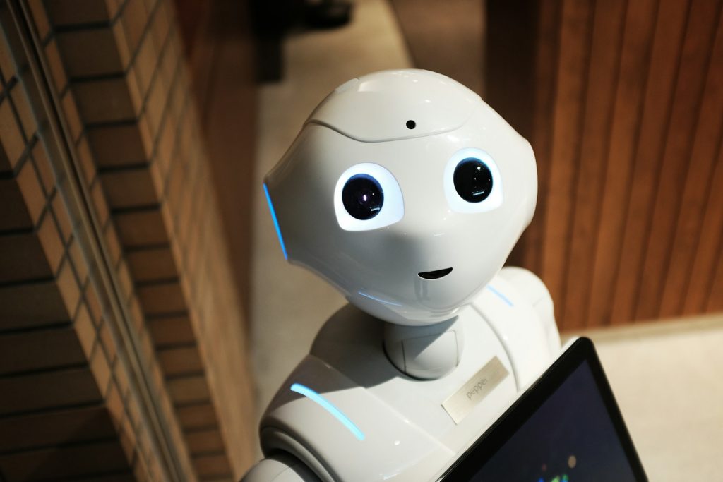 Roboter und Suchstruktur als Symbol fuer KI-Suche im B2B