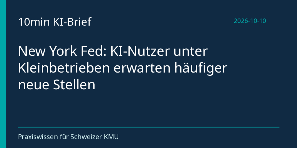 New York Fed: KI-Nutzer unter Kleinbetrieben erwarten häufiger neue Stellen