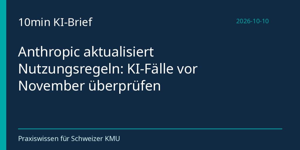 Anthropic aktualisiert Nutzungsregeln: KI-Fälle vor November überprüfen